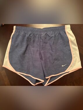 Nike Girls Navy Shorts with Light Pink Trim